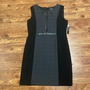 Tahari Grey and Black Sleeveless Dress